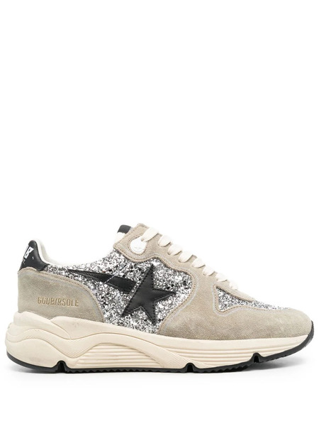  Golden Goose Running Sole Glitter-embellished Sneakers - Grey 