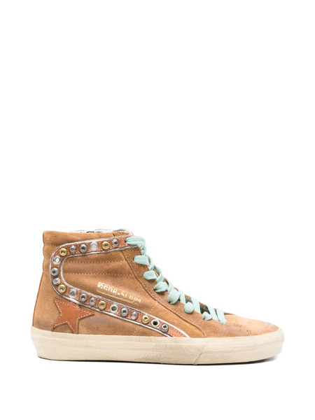  Golden Goose Slide Studded Star Sneakers - Brown 