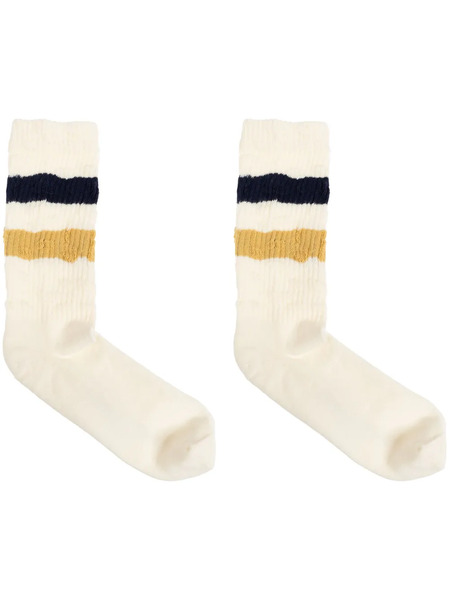  Golden Goose Striped Distressed-effect Socks - White 