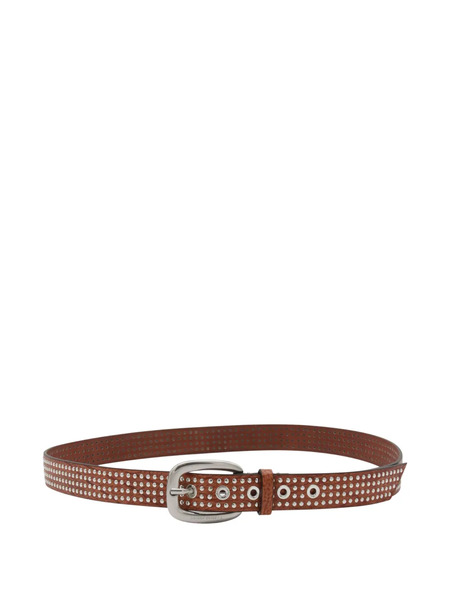  Golden Goose Studded Leather Belt - Brown 