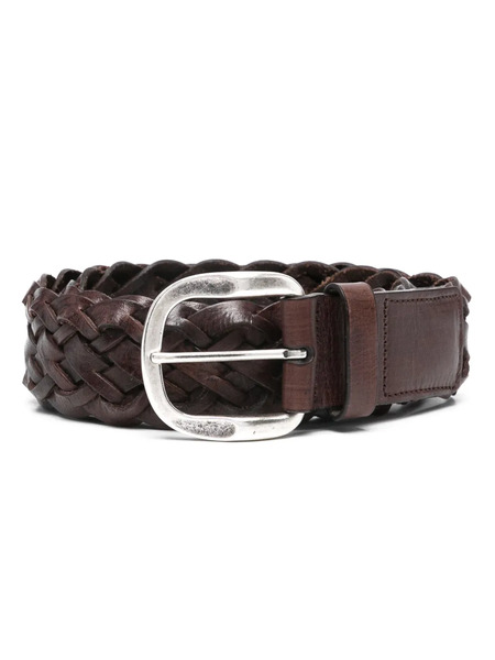  Golden Goose Woven Leather Belt - Brown 