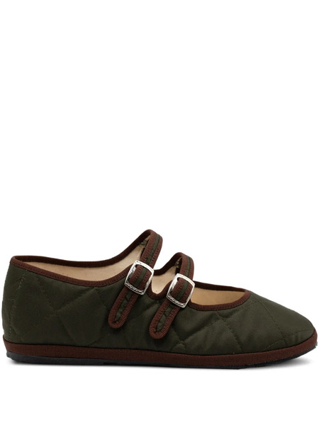  Gondolina Acqua Alta Mary Jane Quilted Double-lace Ballet Flats - Green 