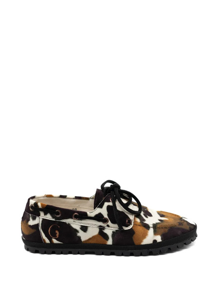  Gondolina Rodeo Cow-print Boat Shoes - Brown 