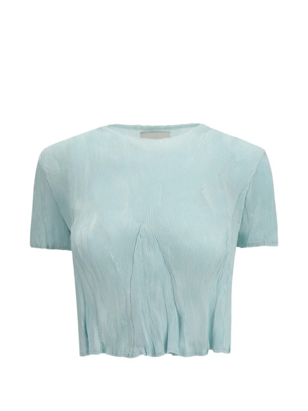  Gongdid Design Crew-neck Crop Top - Blue 