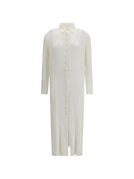  Gongdid Design Pleated Buttoned Maxi Dress - White 