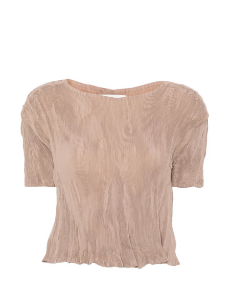  Gongdid Design Pleated Short-sleeve Top - Neutrals 