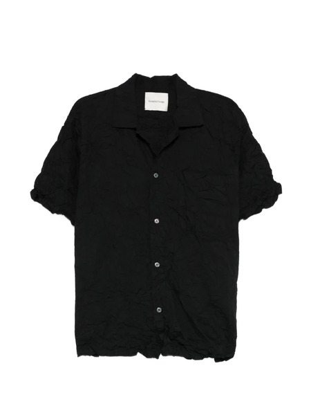  Gongdid Design Textured Buttoned Shirt - Black 