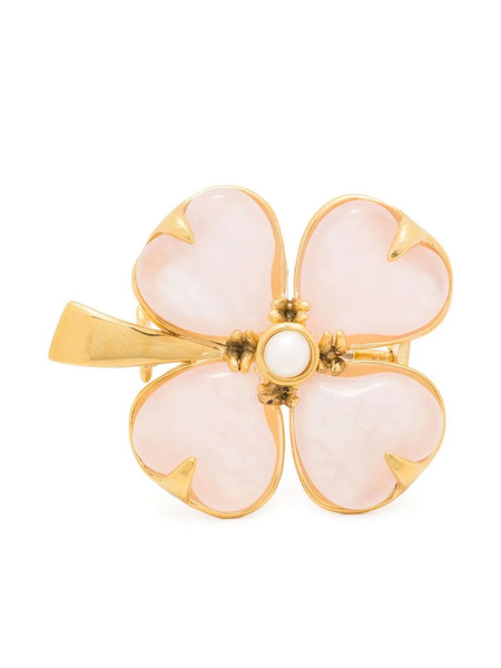  Goossens Four-leaf Clover Gemstone Brooch - Gold 