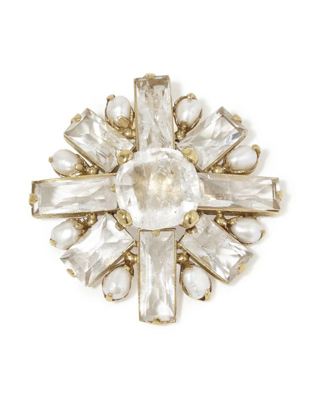  Goossens Stones Pearls Brooch - Gold 
