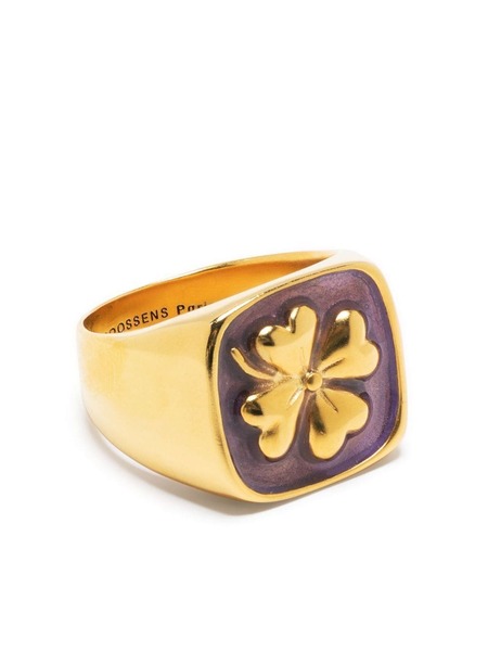  Goossens Talisman Clover Signet Ring - Gold 