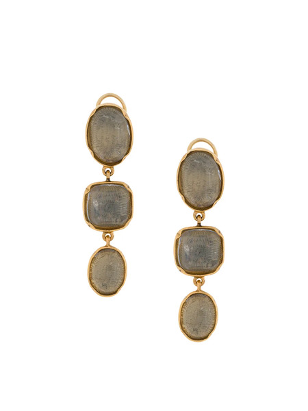  Goossens Three Cabochons Clip Earrings - Gold 