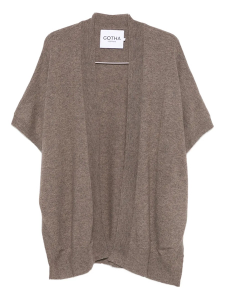  Gotha Short-sleeved Open-front Cardigan - Brown 