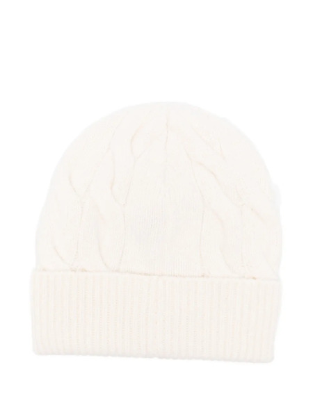  Gran Sasso Cable-knit Beanie - White 