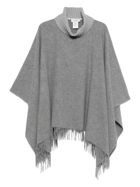  Gran Sasso Fringed Turtleneck Poncho - Grey 