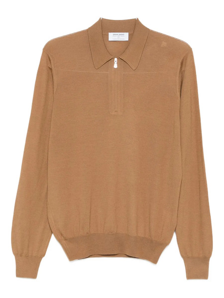  Gran Sasso Half-zip Polo Sweater - Brown 