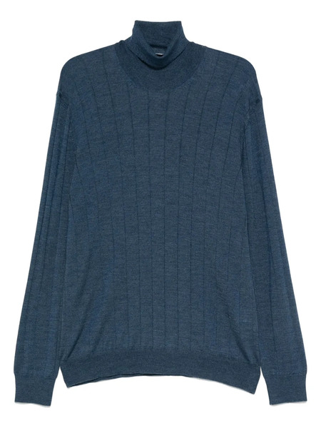  Gran Sasso Ribbed Turtleneck Top - Blue 