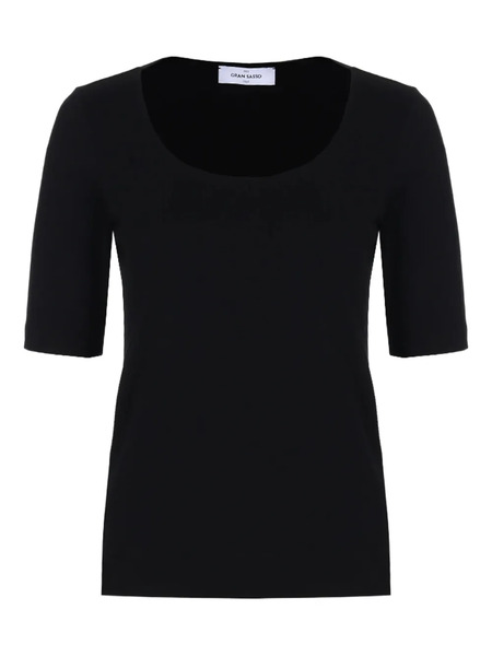  Gran Sasso Scoop-neck Short-sleeve Top - Black 