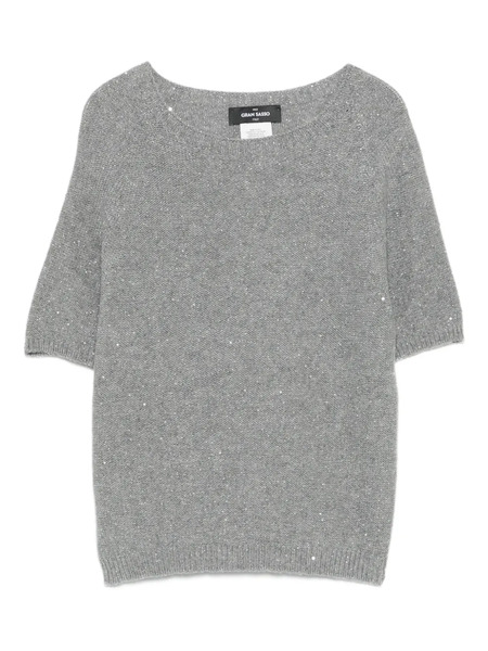  Gran Sasso Sequin-embellishment Short-sleeve Top - Grey 