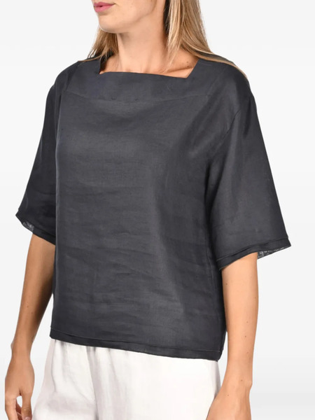  Gran Sasso Square-neck Blouse - Grey 