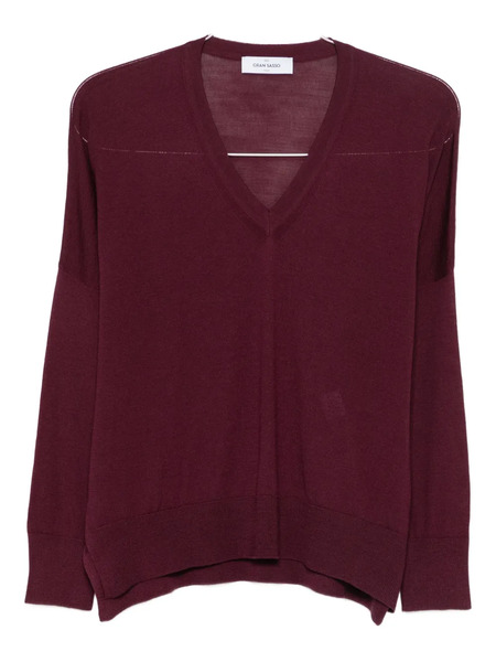  Gran Sasso V-neck Wool Sweater - Red 