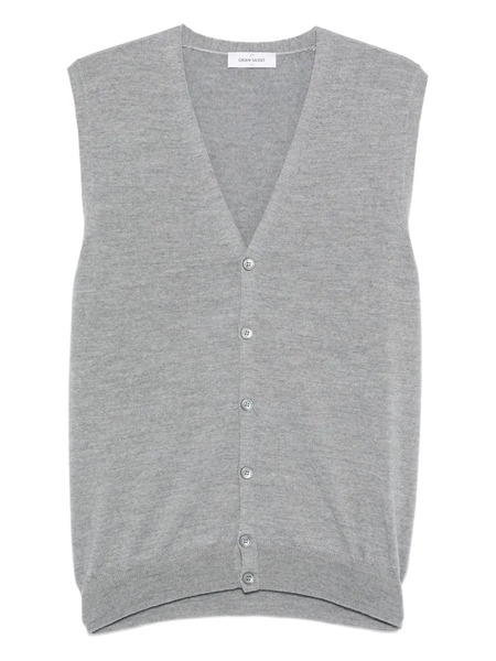  Gran Sasso Wool V-neck Vest - Grey 