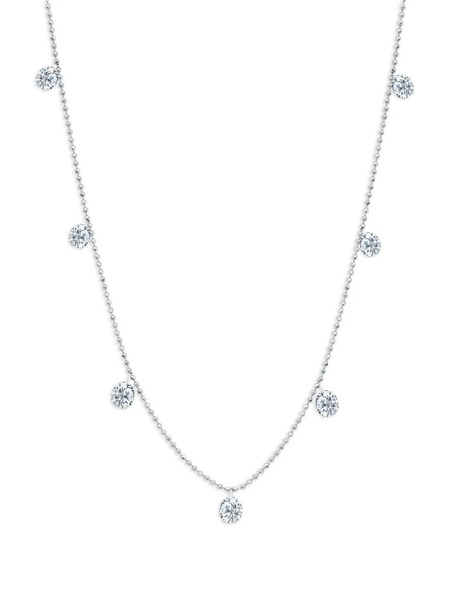  Graziela 18k White Gold Small Floating Diamond Necklace - Silver 