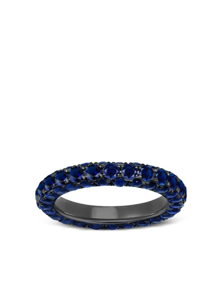 Graziela 18k White Gold Three Sided Sapphire Ring - Black 