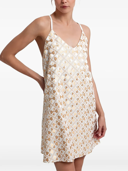  Greek Archaic Kori Geometric-pattern Mini Dress - Neutrals 