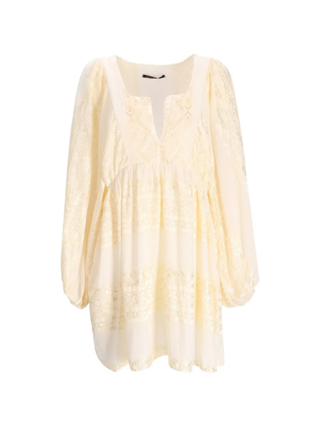  Greek Archaic Kori V -neck Patterned Dress - Neutrals 