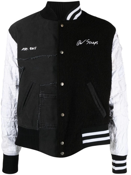  Greg Lauren Panelled Wool-cotton Bomber Jacket - Black 