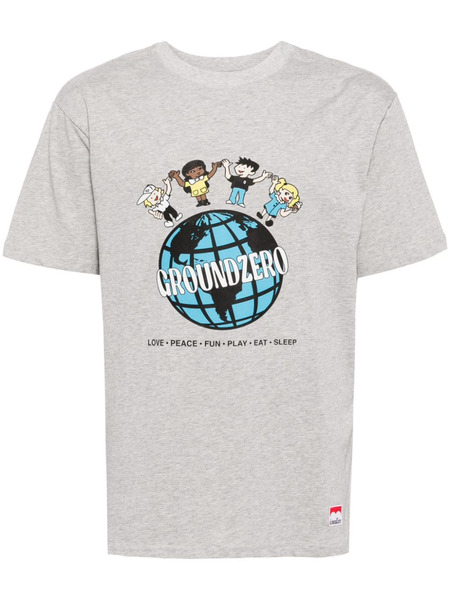  Ground Zero Graphic-print Cotton T-shirt - Grey 