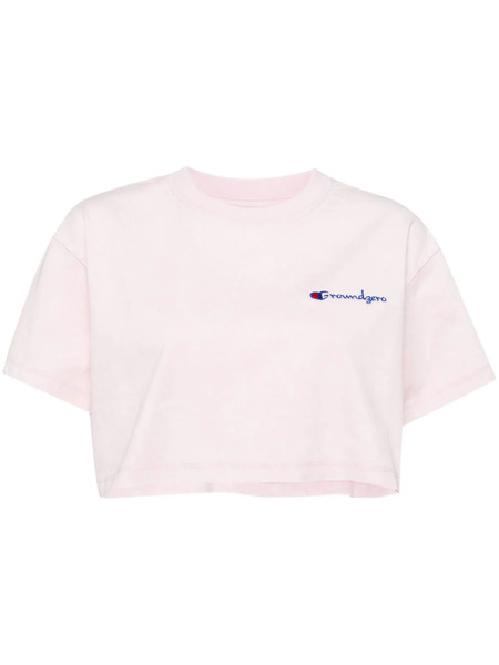  Ground Zero Logo-embroidered Cropped T-shirt - Pink 