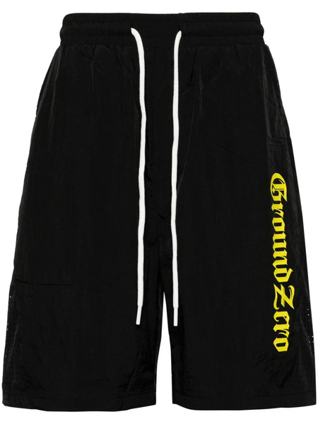  Ground Zero Logo-print Drawstring-waist Shorts - Black 