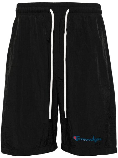  Ground Zero Logo Print Running Shorts - Black 