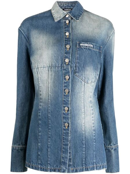  Ground Zero Long-sleeve Denim Shirt - Blue 