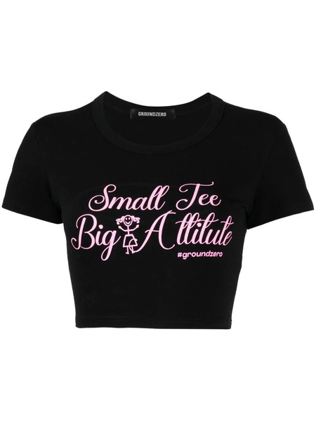  Ground Zero Slogan-print Cotton T-shirt - Black 