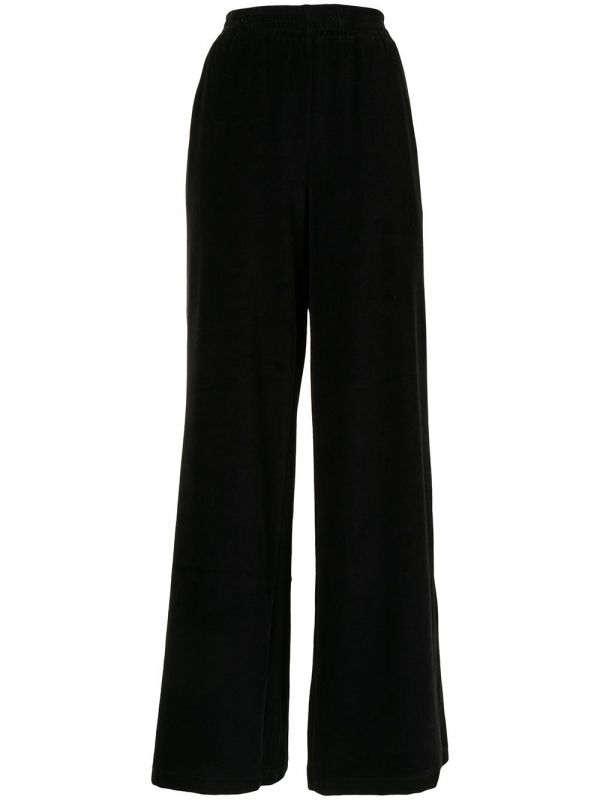  Ground Zero Velvet Wide-leg Trousers - Black 