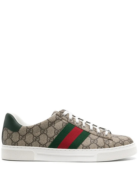  Gucci Ace Gg Supreme Canvas Sneakers - Neutrals 