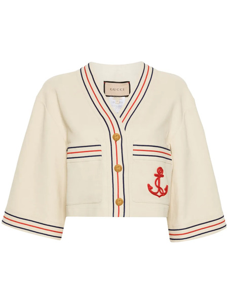  Gucci Anchor-appliqué Cropped Cardigan - Neutrals 