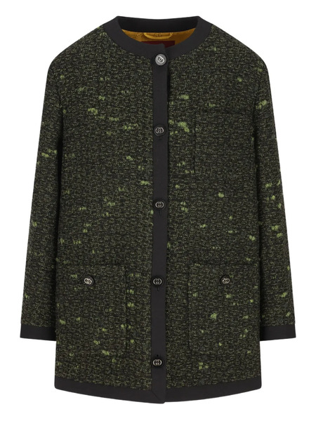  Gucci Button-up Tweed-fabric Coat - Green 