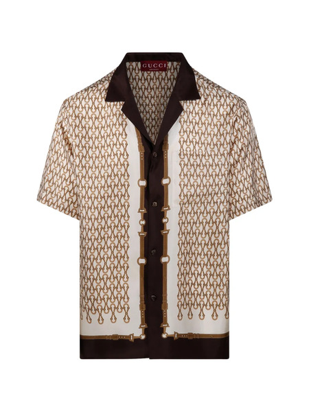  Gucci Chain-print Button Shirt - Neutrals 