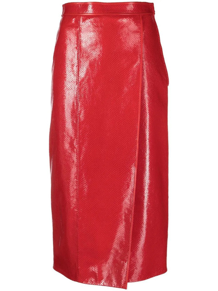  Gucci Crocodile-effect Pencil Skirt - Red 