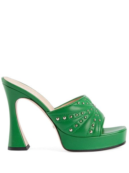  Gucci Cystal Embellished Heeled Mules - Green 