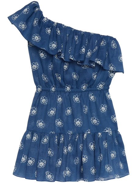  Gucci Daisy-print One-shoulder Dress - Blue 