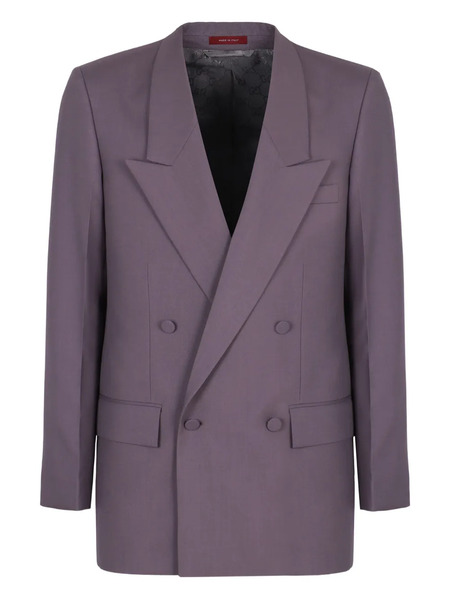  Gucci Double-breasted Flap-pocket Jacket - Purple 