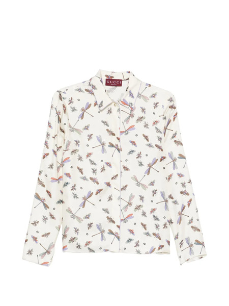  Gucci Dragonfly-print Shirt - Neutrals 