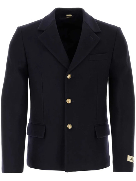  Gucci Embossed-buttons Wool Single-breasted Blazer - Black 