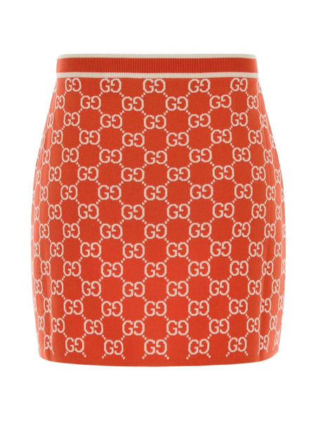  Gucci Embroidered Cotton Mini Skirt - Orange 