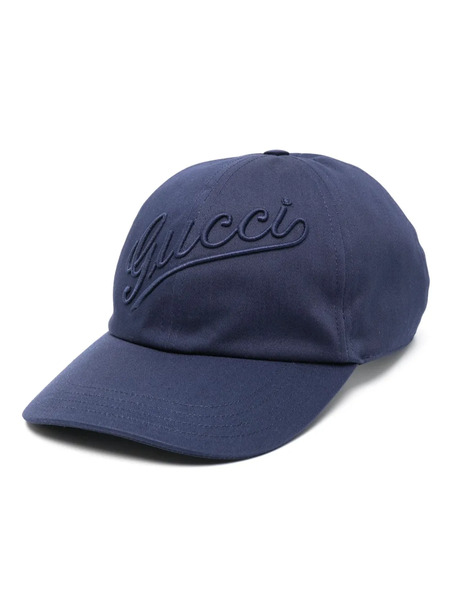  Gucci Embroidered-logo Cotton Cap - Blue 