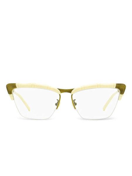  Gucci Eyewear Bamboo-detail Cat-eye Glasses - Gold 